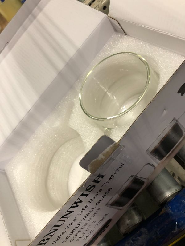 Photo 1 of ***ONLY ONE***BNUNWISH Extra Large Thicken Double Wall Glasses Coffee Mugs Tea Cups set of 2, 24OZ Insulated Clear Lemon Tea Beer Cups with Handle