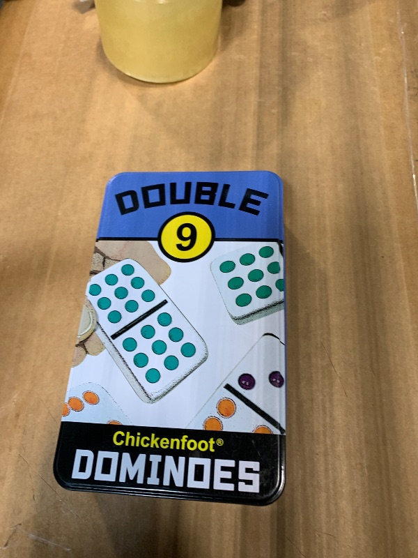 Photo 1 of ***MISSING PIECES*** Front Porch Classics, Double 9 Colored Dot Dominoes Travel Tin Set, 2 to 8 Players Ages 8 to 99