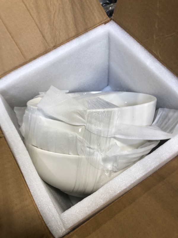 Photo 1 of *** 1 missing*** MALACASA 24 OZ Cereal Bowls, 5.8 Inch Soup Bowls Ceramic Bowl Sets of 4, Breakfast Bowls Set for Kitchen, Dishwasher Microwave Oven Safe, White, Series LUNA