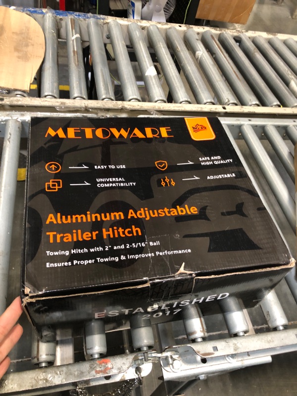 Photo 1 of *** missing parts*** METOWARE Adjustable Drop Hitch - Aluminum Tow Hitch Fits 2-Inch Receiver - Heavy Duty Trailer Hitch with 8-Inch Drop/Rise for Truck (12,500 LBS GTW), Double Anti-Theft Stainless Steel Pin Locks(Black)