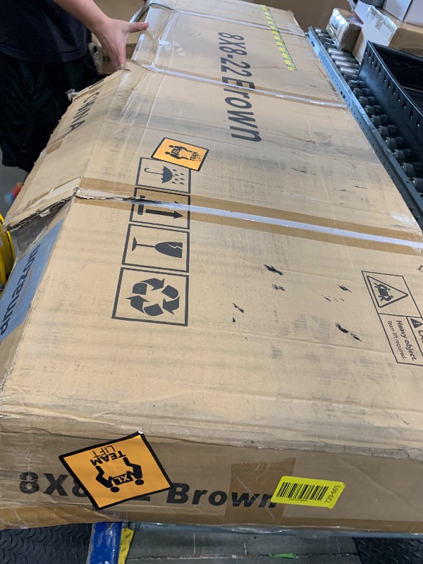 Photo 1 of ***SOME SCRATCHES*** Large Metal Storage Sheds, 8x8 FT Outdoor Storage Shed with Updated Frame Structure, Lockable Doors and Air Vents, Metal Garden Tool Shed for Garden,Backyard,Patio,Lawn, Brown