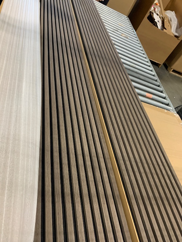 Photo 1 of ***SET OF FOUR BOXES, TOTAL OF 8 PANELS*** Art3d 2-Pack 108" x 12" Acoustic Wood Panels for Wall, Soundproof Wood Slat Panel for Wall and Ceiling, 3D Fluted Sound Absorbing Paneling for Interior Wall Decor, Living Room, Bedroom - Walnut