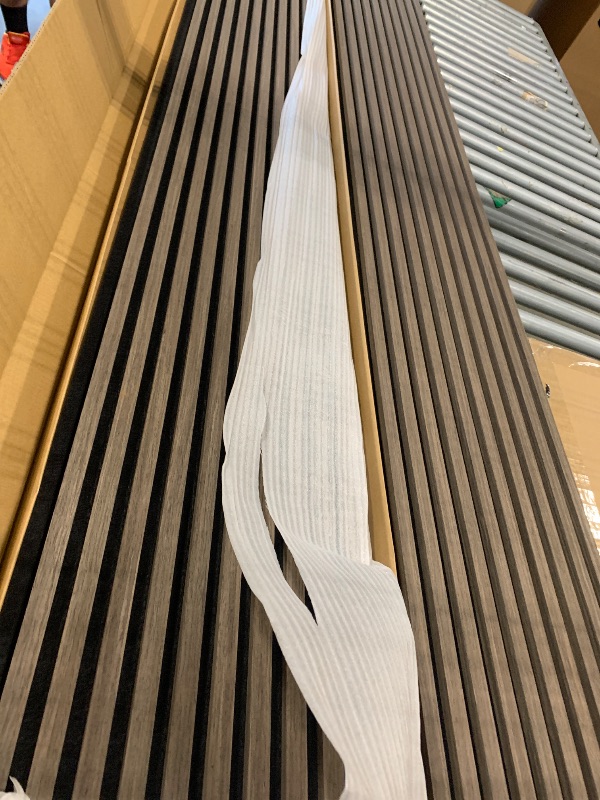 Photo 1 of ***SET OF FOUR BOXES, TOTAL OF 8 PANELS*** Art3d 2-Pack 108" x 12" Acoustic Wood Panels for Wall, Soundproof Wood Slat Panel for Wall and Ceiling, 3D Fluted Sound Absorbing Paneling for Interior Wall Decor, Living Room, Bedroom - Walnut