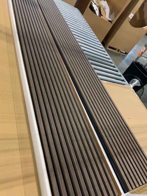 Photo 1 of ***SET OF FOUR BOXES, TOTAL OF 8 PANELS*** Art3d 2-Pack 108" x 12" Acoustic Wood Panels for Wall, Soundproof Wood Slat Panel for Wall and Ceiling, 3D Fluted Sound Absorbing Paneling for Interior Wall Decor, Living Room, Bedroom - Walnut