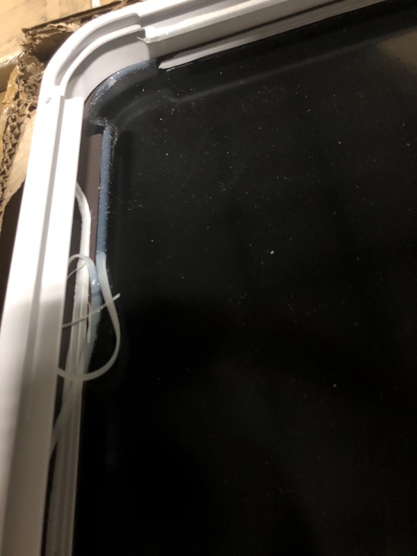 Photo 1 of ** some glue on frame coming off** JISOSO White Bathroom Mirror 55x30 Inch, White Metal Framed Bathroom Mirror for Wall, Rounded Rectangle Matte Bathroom Vanity Mirror, Tempered Glass, Anti-Rust, Horizontal/Vertical