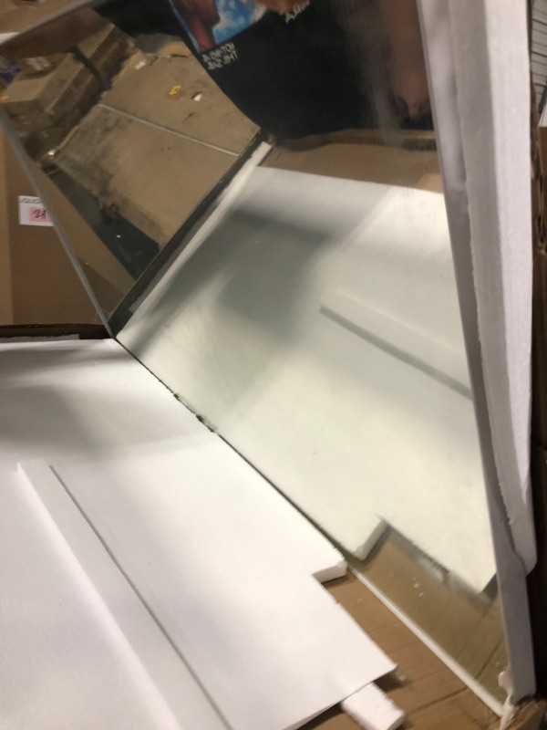 Photo 1 of ** some glue on frame coming off** JISOSO White Bathroom Mirror 55x30 Inch, White Metal Framed Bathroom Mirror for Wall, Rounded Rectangle Matte Bathroom Vanity Mirror, Tempered Glass, Anti-Rust, Horizontal/Vertical