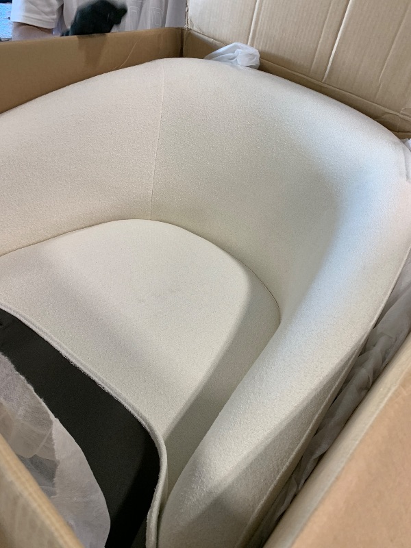 Photo 1 of ****ONLY ONE CHAIR****** KISLOT Swivel Accent Chair , 360 Degree Performance Fabric Armchair Modern Barrel Chairs Armchair for Living Room Bedroom Home and Office,Cream White