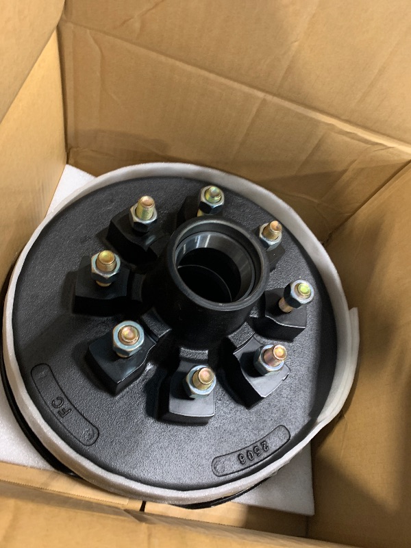 Photo 1 of ****MISSING PARTS****  Trailer Axle Electric Brake Kit, Pair of 8-6.5" Bolt Circle Brake Drum with 12" x 2" Electric Brakes for 5200-7000 lb Axles(Manual adjusting), Replacement 12" Brake Hub Drum Assembly