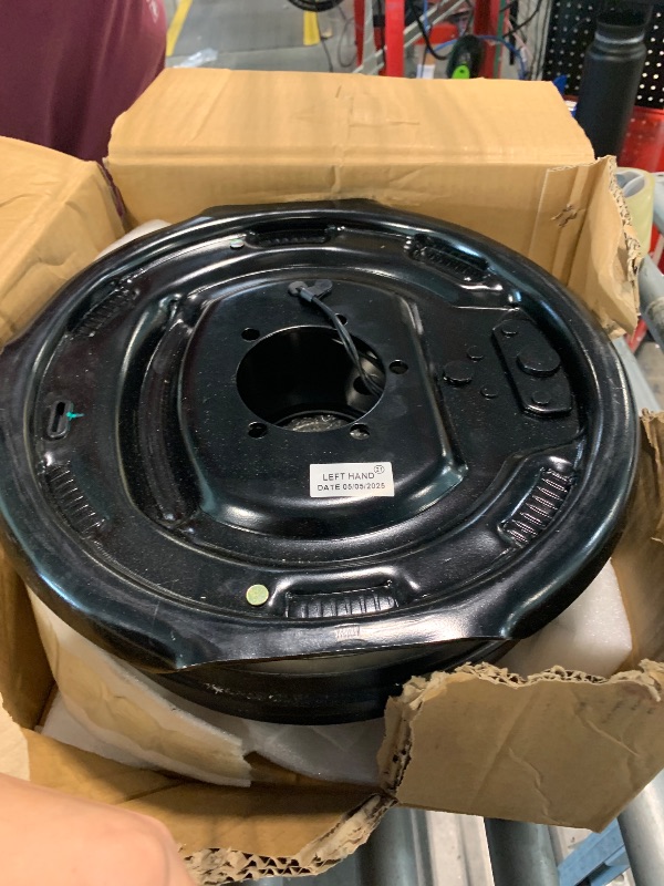 Photo 1 of ****MISSING PARTS****  Trailer Axle Electric Brake Kit, Pair of 8-6.5" Bolt Circle Brake Drum with 12" x 2" Electric Brakes for 5200-7000 lb Axles(Manual adjusting), Replacement 12" Brake Hub Drum Assembly