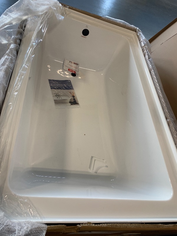 Photo 1 of ***MINOR DAMAGE*** ***CHECK CLERK NOTES*** Kingston Brass Aqua Eden VTAP603622L 60-Inch Acrylic Alcove Tub with Left Hand Drain, White