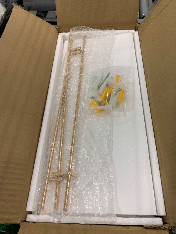 Photo 1 of ********ONLY 1 FLOATING SHELVES******** WOPITUES Floating Shelves with Gold Metal Guardrail, Shelves for Wall Decor , Wall Shelves for Bedroom, Bathroom, Kitchen, Living Room, Plants, Picture Frames, Art- White and Gold