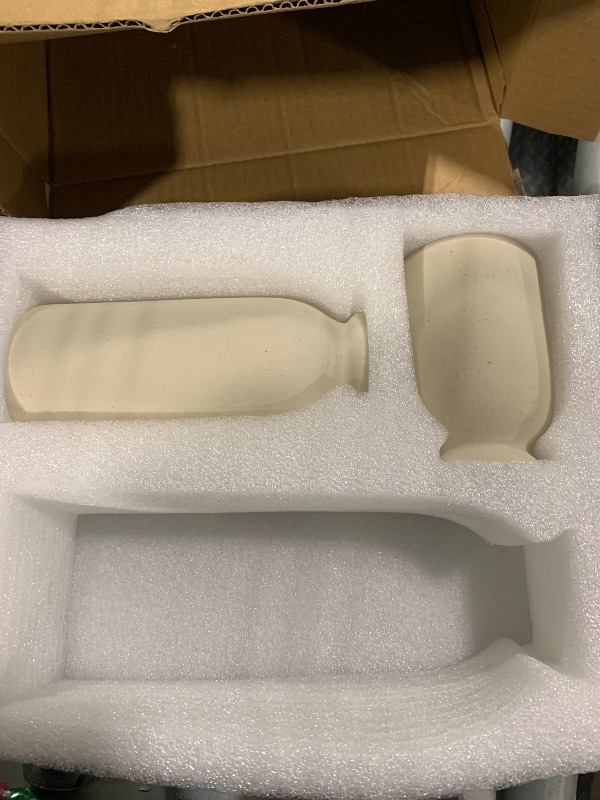 Photo 1 of ***ONLY 2***** ***MISSING PART******* Ceramic Vase Set-2, Small Flower Vases for Decor, Modern Boho Farmhouse Style, Decorative Vases for Pampas Grass & Dried Flowers, Distressed Finish (Beige)