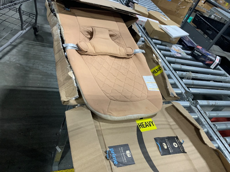 Photo 1 of ** small stains** VEVOR Baby Bouncer, Folding Bouncer Seat for Babies 0-9 Months, Portable Baby Bouncer Seat with 2 Reclining Angles, Rotatable Toy Bar & Carrying Bag, Ideal for Indoors Outdoors, brown