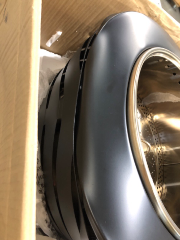 Photo 1 of ****BEATEN AND BENT ON ONE SIDE, AS SHOWN IN THE IMAGE****TIKI Patio Fire Pit Bundle – 25-Inch Smokeless Wood Burning Outdoor Fire Pit for Backyard, Patio, Deck & Garden with Removable Ash Pan, Stand & Weather-Resistant Cover – Modern Black Stainless Stee