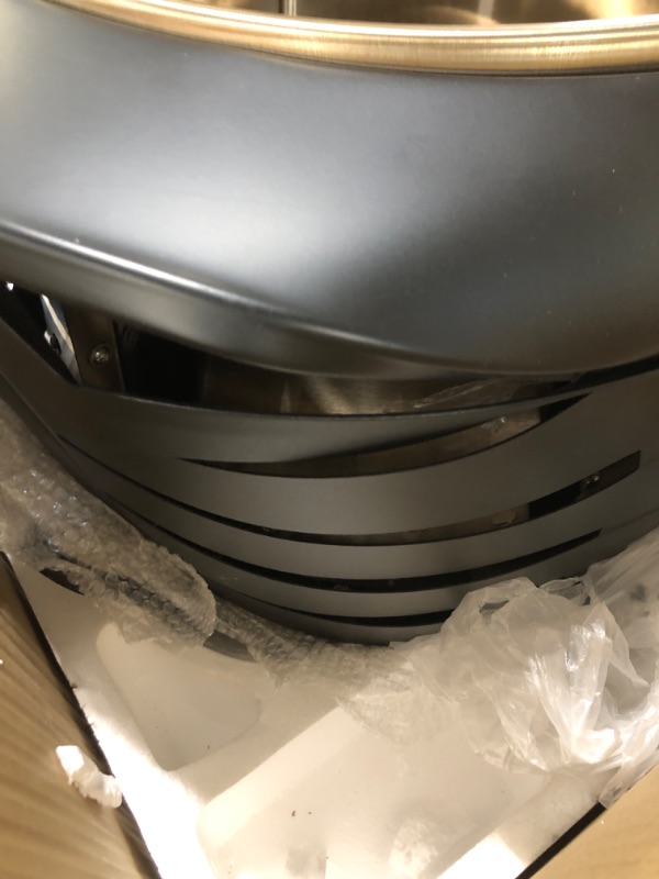 Photo 1 of ****BEATEN AND BENT ON ONE SIDE, AS SHOWN IN THE IMAGE****TIKI Patio Fire Pit Bundle – 25-Inch Smokeless Wood Burning Outdoor Fire Pit for Backyard, Patio, Deck & Garden with Removable Ash Pan, Stand & Weather-Resistant Cover – Modern Black Stainless Stee