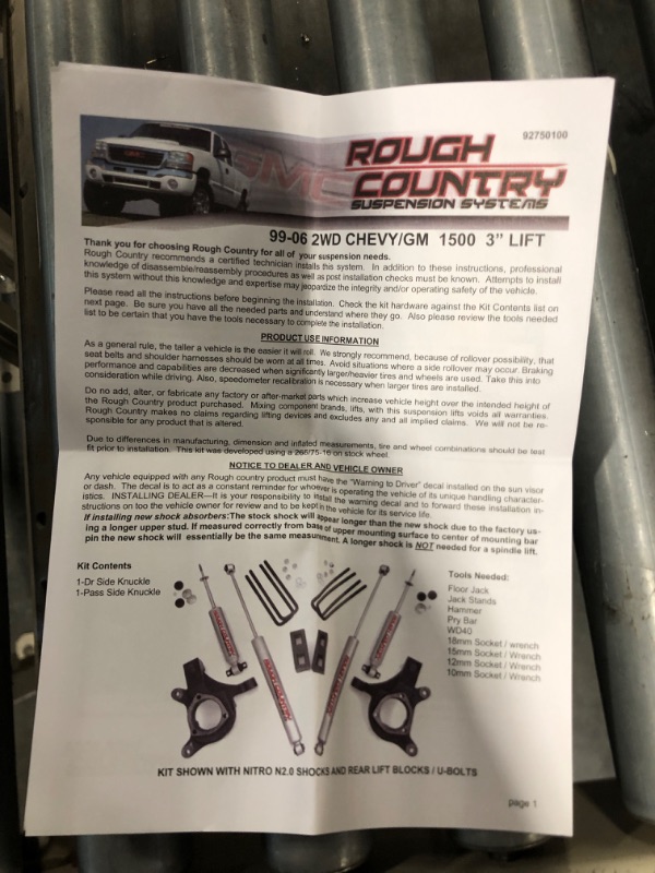Photo 1 of ***MISSING PIECES***JUST THE SPINDLES***Rough Country 4.5" N3 Lift Kit for 1999-2006 Chevy/GMC 1500 2WD - 239N2