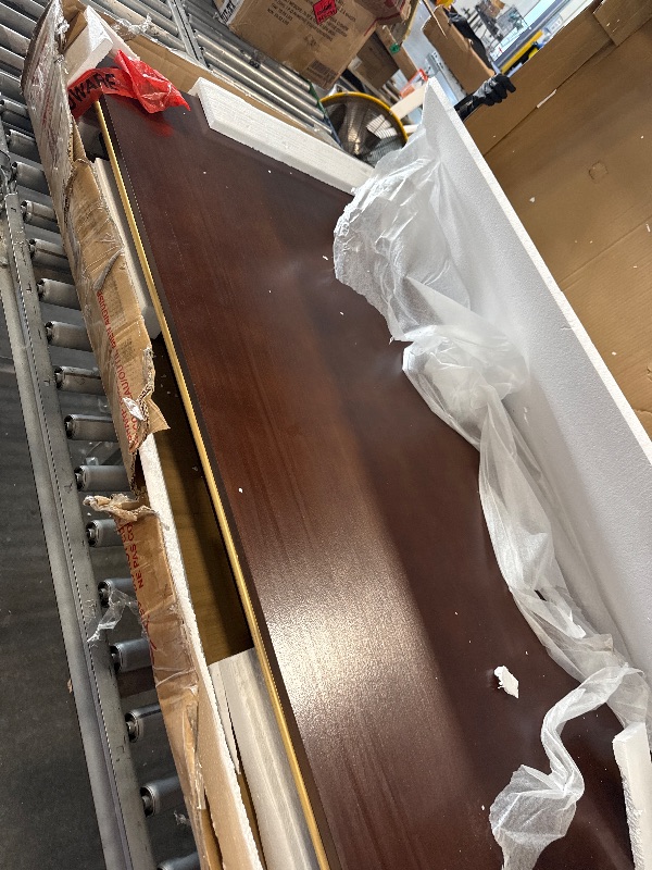 Photo 1 of *DAMAGED CHAIR LEG* Merax 6-Piece Solid Wood Dining Table Set, Modern Elegant 60" Rectangular with 4 High-Back Tufted Upholstered Chairs + 1 Bench for Kitchen Room, Espresso