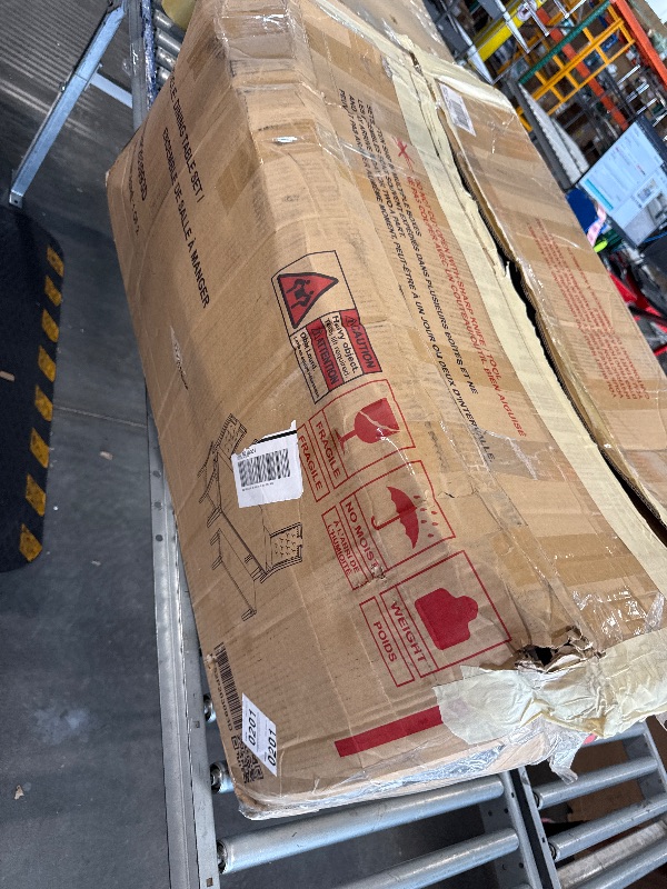 Photo 1 of *DAMAGED CHAIR LEG* Merax 6-Piece Solid Wood Dining Table Set, Modern Elegant 60" Rectangular with 4 High-Back Tufted Upholstered Chairs + 1 Bench for Kitchen Room, Espresso