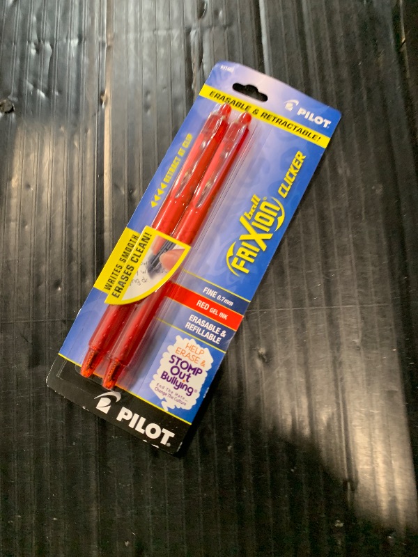 Photo 1 of **FACTORY SEALED** PILOT FriXion Clicker Erasable, Refillable & Retractable Gel Ink Pens, Fine Point, Red Ink, 2-Pack (31462)