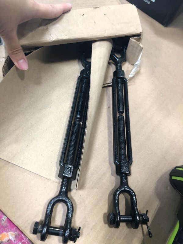 Photo 1 of [Premium] 2 Pack 1/2”x13.4” Heavy Duty Jaw and Jaw Turnbuckle, 2200 lbs Working Load Limit, Weather Resistant, Durable Black Turnbuckle for Wire Rope Tension, Shade Sail Hardware, Sun Shade Tent