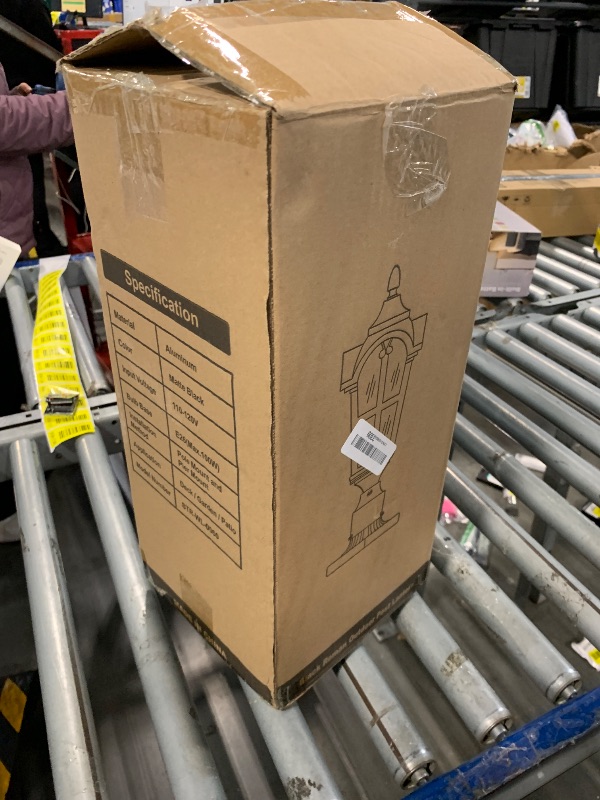 Photo 1 of ** MISSING SOME PARTS **Hardwired 120V Dusk to Dawn Outdoor Post Light Black Roman, Waterproof Aluminum Pole Light Fixture with Pier Mount Base, Exterior Lamp Post Lantern Head with Clear Glass for Garden Yard Patio Pathway