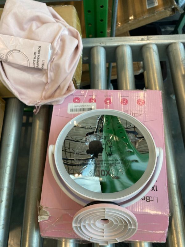 Photo 1 of ***MAJOR DAMAGE*** LitBear 10X/1X Magnifying Mirror Suction Cup with Light, 2025 Upgraded Wall Mounted Travel Makeup Mirror with Tweezers, 3 Color Dimmable Rechargeable Lighted Magnifying Mirror with 360 Rotation