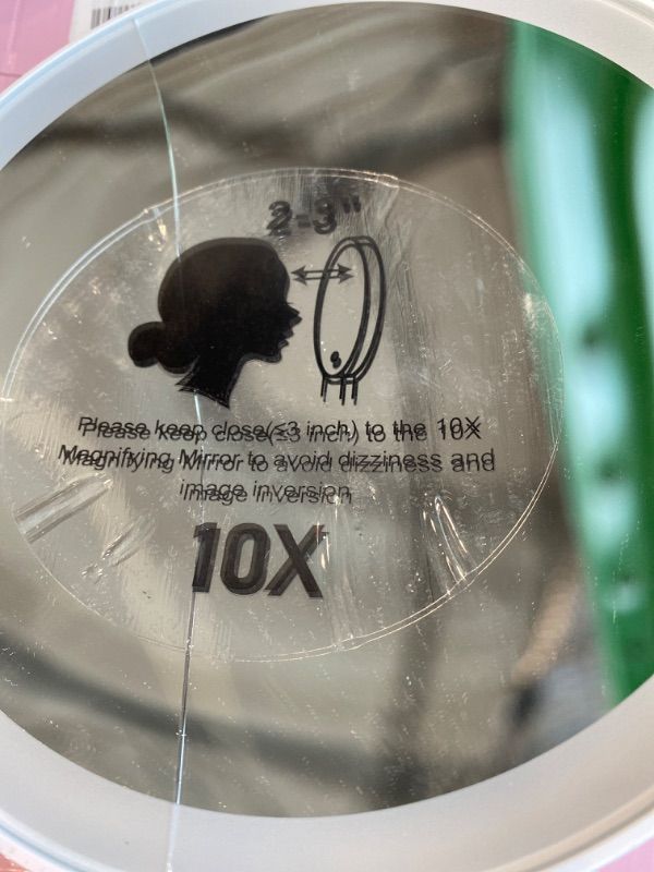 Photo 1 of ***MAJOR DAMAGE*** LitBear 10X/1X Magnifying Mirror Suction Cup with Light, 2025 Upgraded Wall Mounted Travel Makeup Mirror with Tweezers, 3 Color Dimmable Rechargeable Lighted Magnifying Mirror with 360 Rotation