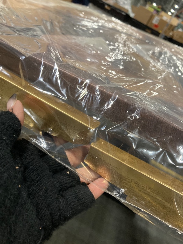 Photo 1 of ******BROKEN FRAME***** Deco 79 Canvas Elephant Framed Wall Art with Gold Frame, 47" x 2" x 47", Brown