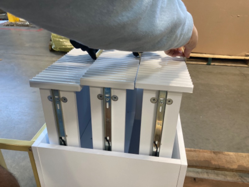 Photo 1 of ****missinng the mirror conector******* GarveeHome Makeup Vanity Desk with Mirror and Lights, Vanity Table with 5 Drawers, Vanity Set with Stool and Removable Side Storage Cabinet for Bedroom, White & Gold