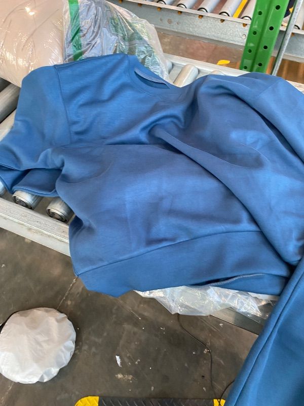 Photo 1 of *Dirty* SUUKSESS Women Modal 2 piece outfits Oversized Sweatshirt Fall Lounge Set Wide Leg Pants Matching Sets (Navy Blue,L)