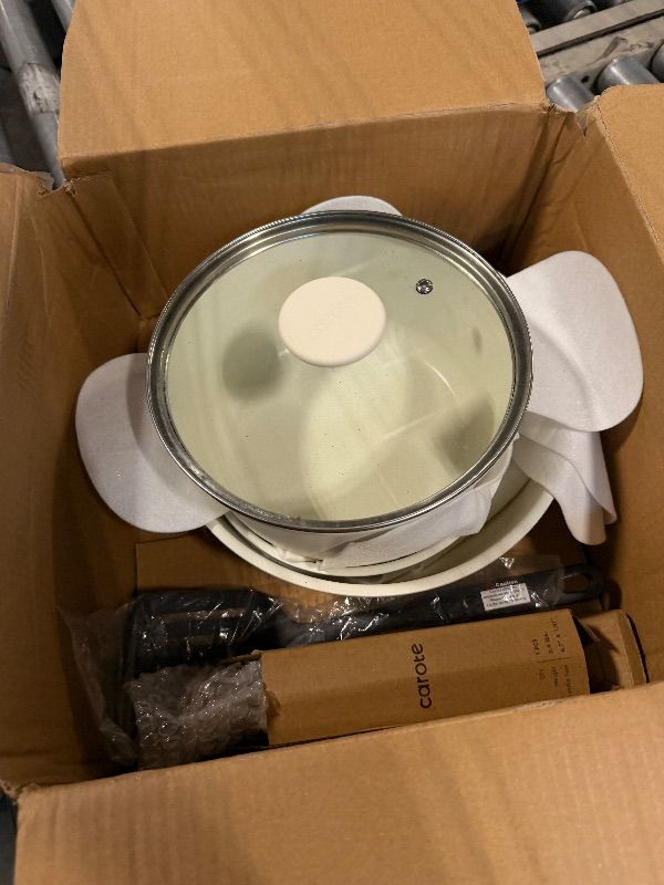 Photo 1 of *Missing Parts*
CAROTE 19pcs Pots and Pans Set, Nonstick Cookware Set Detachable Handle, Induction Kitchen Cookware Sets Non Stick with Removable Handle, RV Cookware Set, Oven Safe