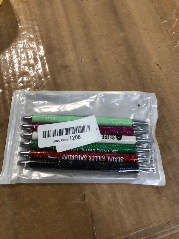 Photo 1 of (1 ITEM MISSING) Jxueych 7Pcs Halloween Weekday Pens Glitter Pen with Funny Sayings Vibrant Passive Fancy Ballpoint Pens Cute Gifts for Colleagues Office Supplies (Halloween Pen Set) 