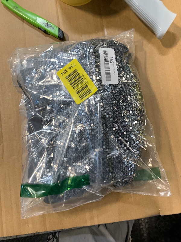 Photo 1 of ** medium ** MIYIEONZ Women Sequin Sexy V Neck Shift Dress Sparkly Glitter Sleeveless Short Flowy Loose Party Night Out Club Dress Black(with Silver)