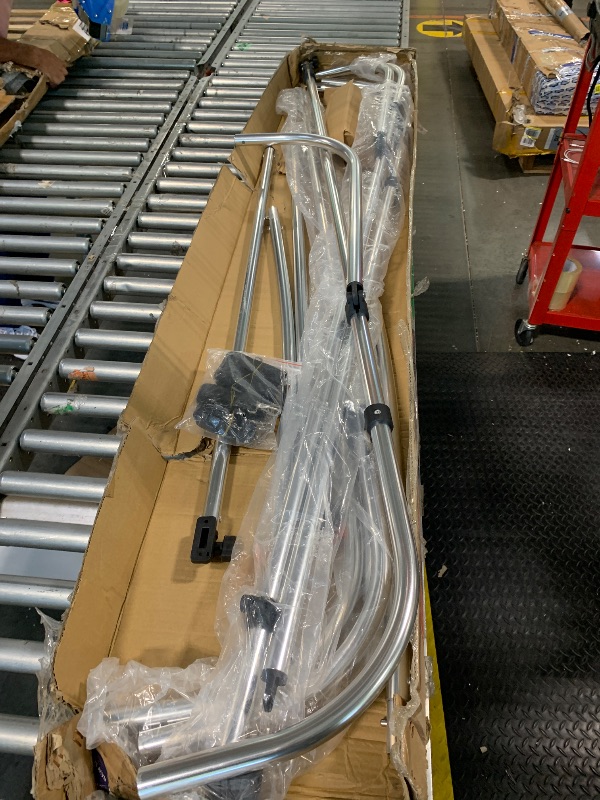 Photo 1 of *MISSING PARTS - See clerk notes*
Leader Accessories Navy Blue 4 Bow 8'L x 54" H x 54"-60" W Bimini Top Boat Cover Include 4 Straps 2 Rear Support Poles Mounting Hardwares Storage Boot