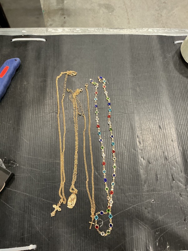 Photo 1 of 
Brand: JWIGP
Gold Layered Cross Necklaces For Women, 4Pcs Stack Choker Vintage Pendant Cross Rhinestone Stacking Virgin Mary Necklace Dainty Summer Beachy Jewelry Gifts