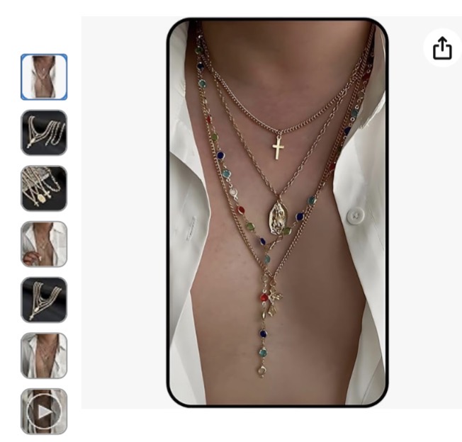 Photo 1 of 
Brand: JWIGP
Gold Layered Cross Necklaces For Women, 4Pcs Stack Choker Vintage Pendant Cross Rhinestone Stacking Virgin Mary Necklace Dainty Summer Beachy Jewelry Gifts