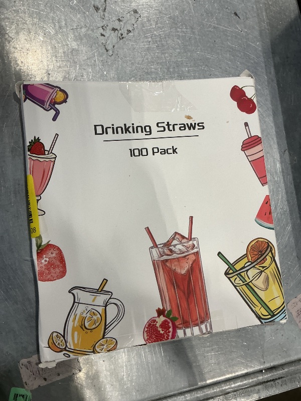 Photo 1 of [100 Pcs] Disposable Plastic Drinking Bendy Straws - 10.24" Long and 0.24" Diameter Colorful Cute Flexible Long Straws for Juice,Coffee,Milk,Cocktail, Bachelorette/Birthday Party, Bridal/Baby Shower