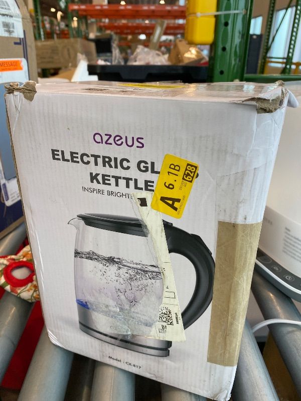 Photo 1 of *UNTESTED*
AZEUS Fast Boil Electric Water Kettle, 1.8L Large Capacity with Auto Shut-Off and Boil-Dry Protection, BPA-Free Borosilicate Glass &Stainless Steel