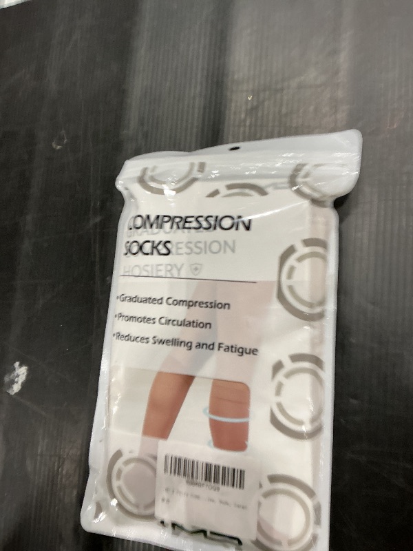 Photo 1 of +MD 2 Pairs Compression Socks for Women & Men Grade 20-30 mmHg, Open-Toe knee High Stocking, Support for edema, Varicose Veins, Nude, Large