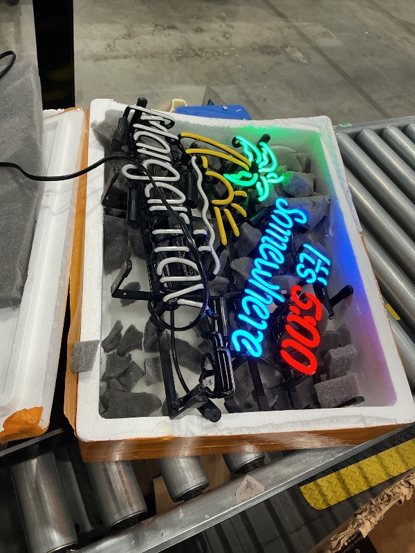 Photo 1 of ***Bottom not working**** Glass Tube Neon Sign It's 5:00 Somewhere 17”×13” for Home Bedroom Garage Decor Wall Light, Striking Neon Sign for Bar Pub Hotel Man Cave Recreational Game Room