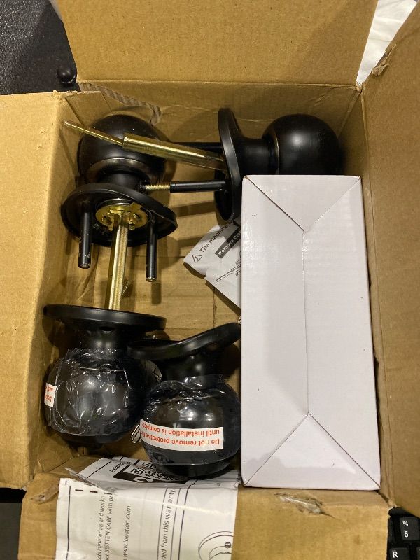 Photo 1 of [2 Pack] BESTTEN Keyed Entry Door Knob, Entrance Door Lock, Keyed Different, Standard Ball, Matte Black