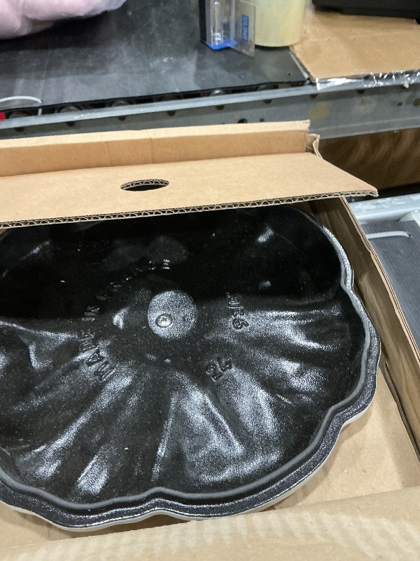 Photo 1 of ** SOLD AS IS NO RETURN/REFUNDS**
STAUB Cast Iron Dutch Oven 3.5-qt Pumpkin Cocotte with Stainless Steel Knob, Made in France, Serves 3-4, White