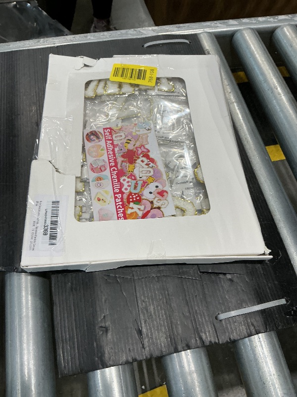 Photo 1 of **MISSING PIECES** 
White Chenille Letters Self-Adhesive Patches: Self Adhesive Varsity Iron on Letter Patches Stick on Embroidered Patch for Clothing