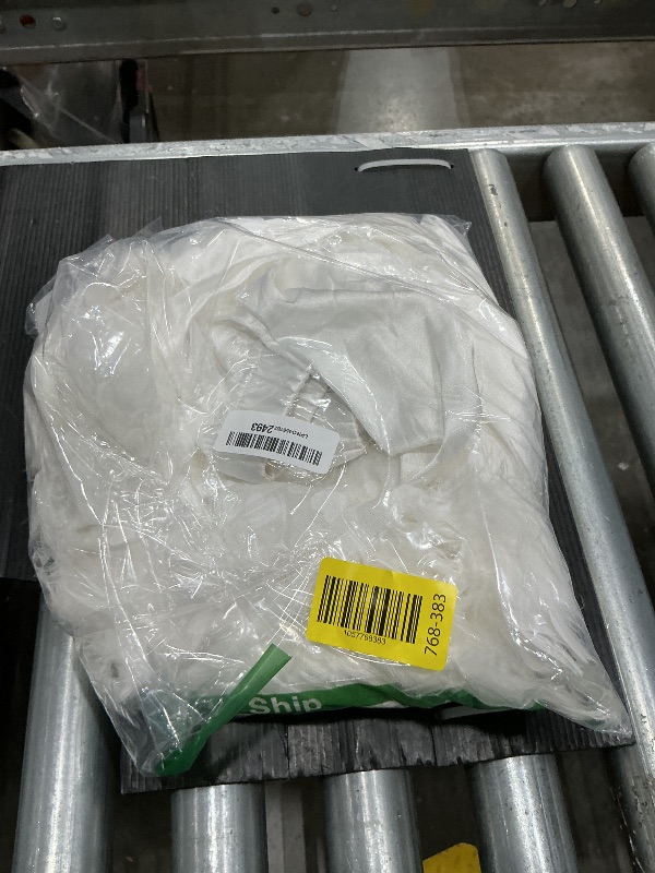 Photo 1 of **ITEM IS DIRTY/or stinks check clerk comments**
OYOANGLE Women's 2 Piece Pajama Set Satin Contrast Mesh Feather Trim Silk Long Sleeve Belted Top and Pants Lounge Sets White Large
