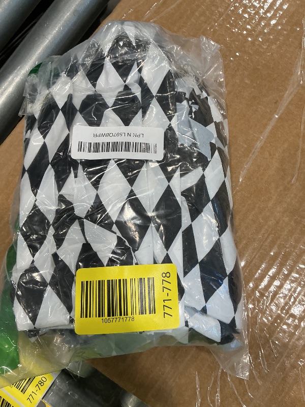 Photo 1 of *MINOR DAMAGE - USED*
3pcs Black White Checkered Tablecloths Halloween, Rectangle Plastic Gingham Table Cover 54x108in Halloween Decor Harlequin Collection Wonderland Tea Party Supplies for Camping Picnic Birthday Party