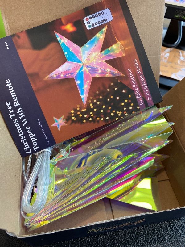 Photo 1 of **UNTESTED**
Christmas Tree Topper?11.8" PET Christmas Tree Star Topper Lighted with Remote Multicolour 20LED Lighted Treetop Decorate for Xmas Decorations Ornaments Holiday Party Indoor Decor