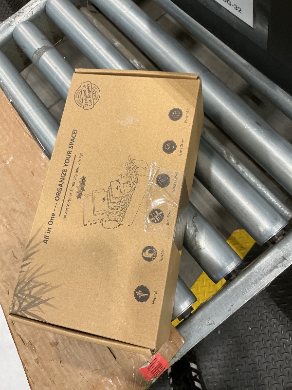 Photo 1 of ***MISSING CABLES*** Pezin & Hulin Multi Charger Station Organizer Rack, Bamboo Cable Management Box, Power Strips and Cord Hider, Nightstand Device Organizer (Include 6 Cables)(No Power Charging Supply) -White