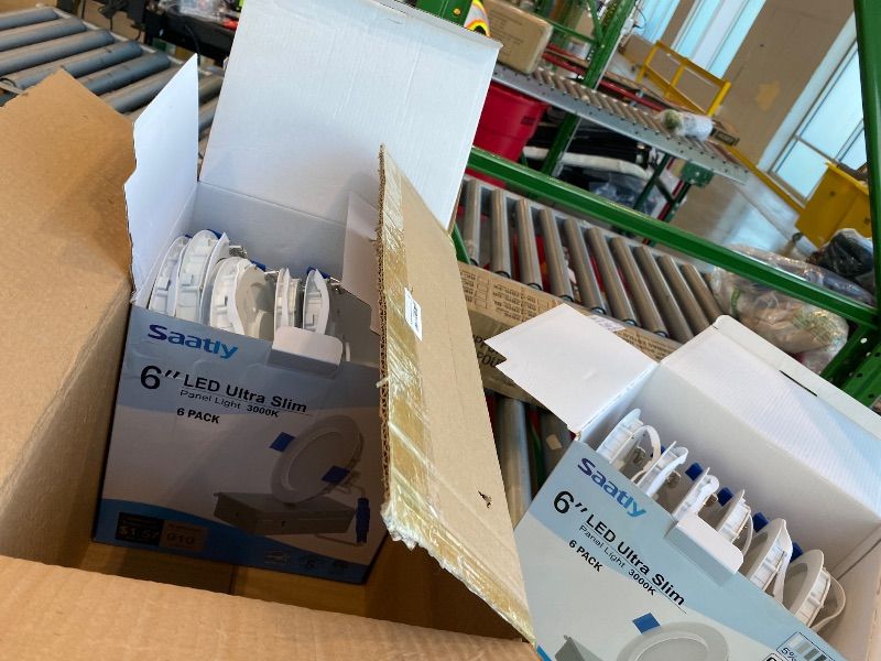 Photo 1 of ***MISSING ONE*** SAATLY 12 Pack 6 Inch Ultra-Thin LED Recessed Ceiling Light with Junction Box, 3000K Warm White Dimmable, 13W 110W Eqv, 850lm High Brightness - ETL and Energy Star Certified