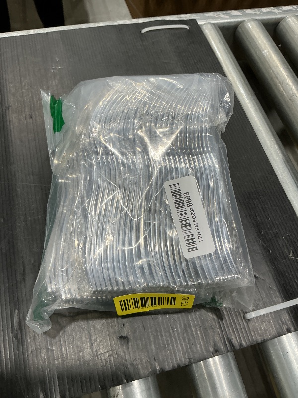 Photo 1 of *PARTIAL SET - ONLY the forks*
300 Plastic Silverware Set - Silver Cutlery Set - Disposable Flatware Set - 100 Forks - 100 Spoons - 100 Knives - Heavy Duty - Party Bulk