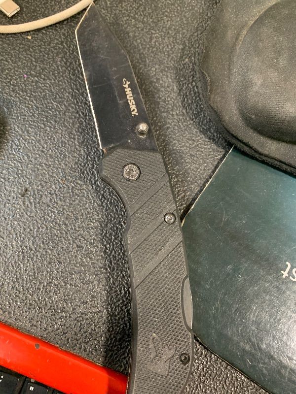 Photo 1 of ***35*** HUSKEY Outdoor Knife, Drop Point Blade, Black